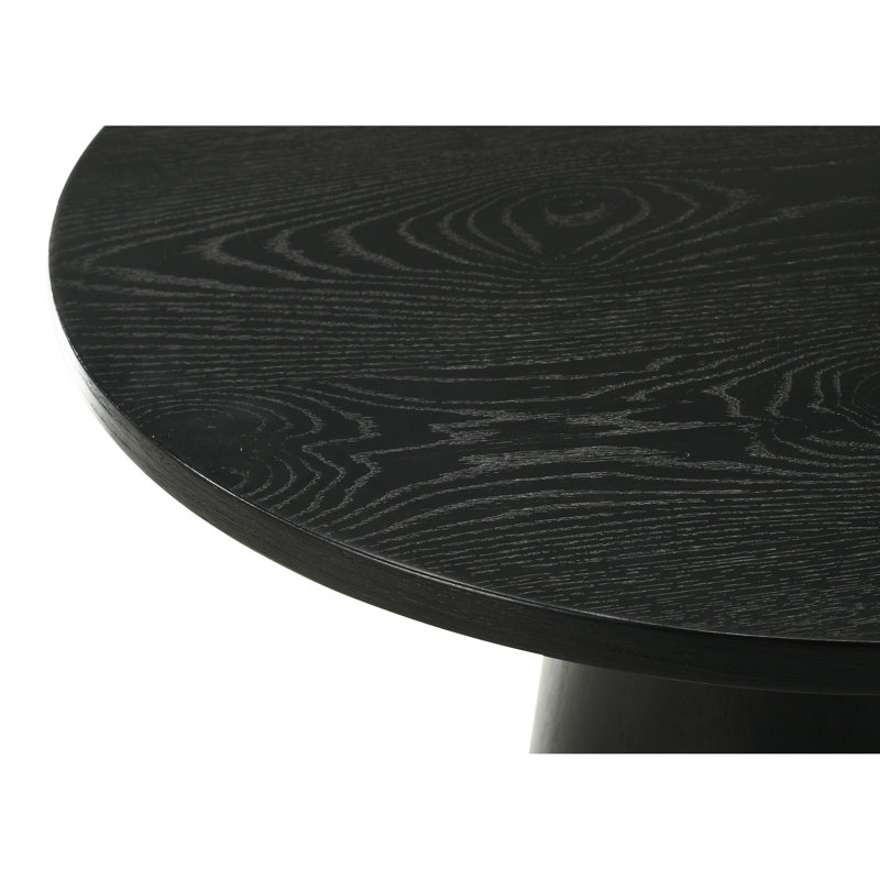 Table de bout ronde noire ébène 22 po avec grain de bois naturel séduisant avec finition H 15 po
