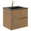 Kora Geo 24" Fluted Wall-Mounted Single Bathroom Vanity with Integrated Ceramic Top & Handles-93609682-93730774