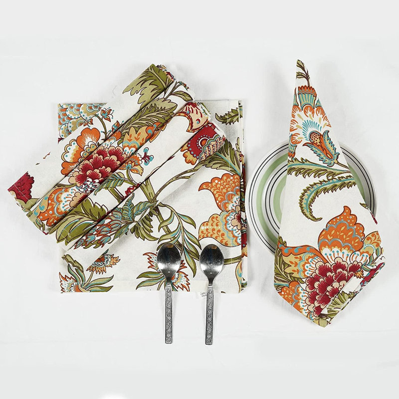 Napkins Fall Printed Cotton Cloth Napkin Reusable Boho Dinner Napkin Set