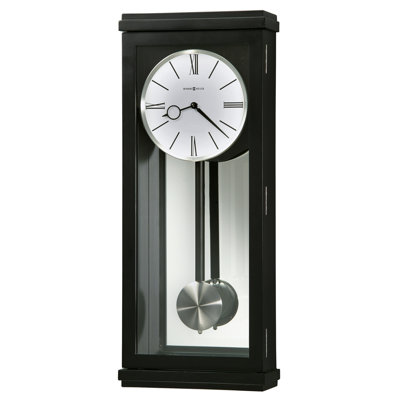 Alvarez Modern & Contemporary Wall Clock, Hardwood Case with Triple-Chime Harmonic Movement, Nickel Pendulum and Mirrored Back