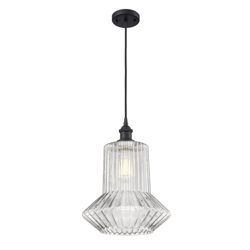 Luminaire suspendu géométrique à 1 lumière Perri, Noir mat, Ampoule non incluse