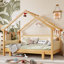 Lit simple en bois dans une cabane dans un arbre avec rails à coussin souple, pour enfants, adolescents, filles, garçons, blanc