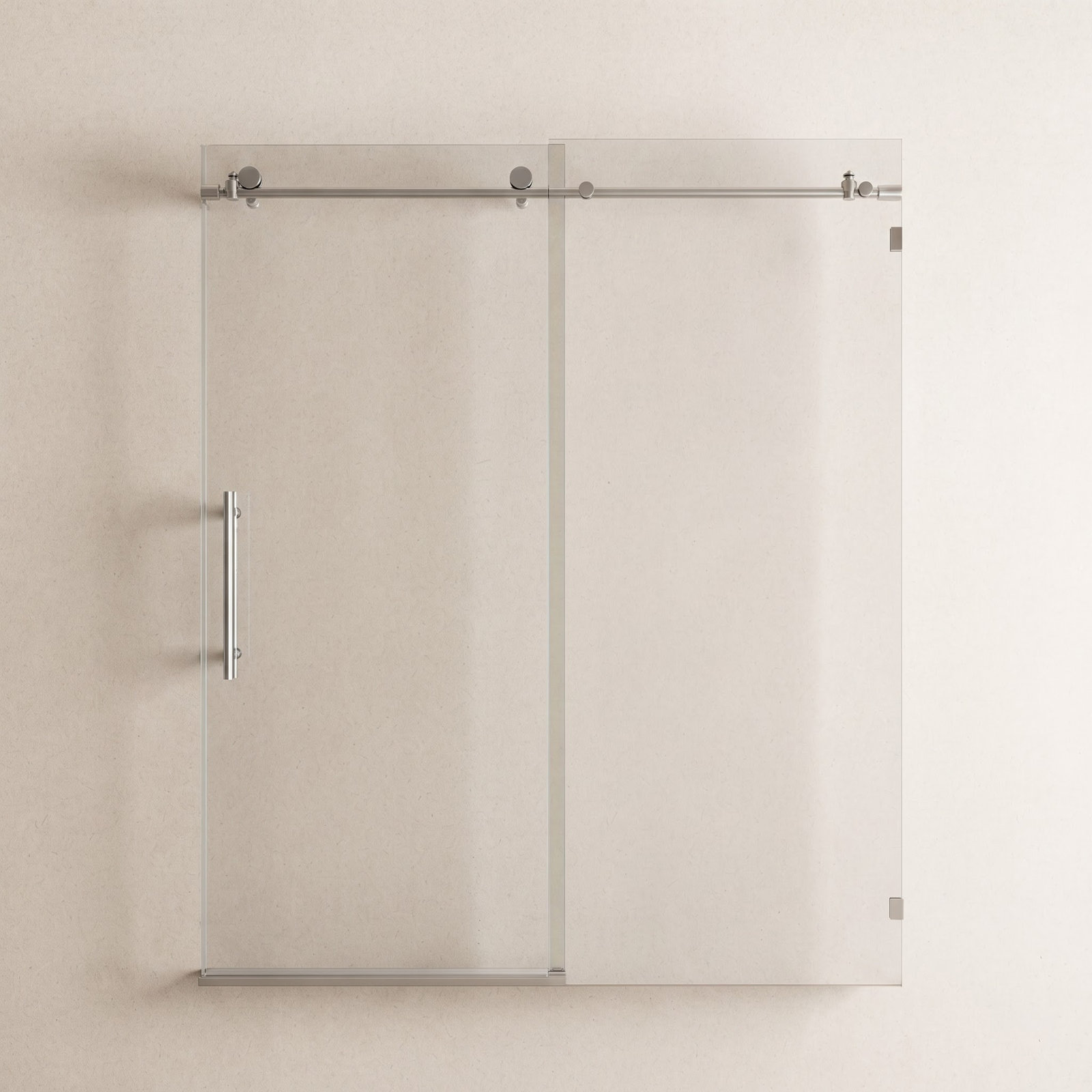Eclipse 64" Frameless Sliding Shower Door, Brushed Nickel