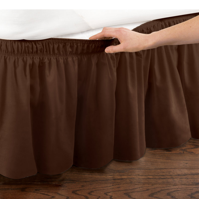 Ruffled Wrap Around Bed Skirt, Brown, Twin