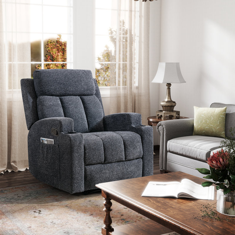 Fauteuil inclinable manuel de massage l 33,07 po Myria, Microfibre / microsuède gris foncé
