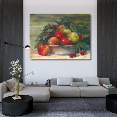 August Grove® Rowan, Carol, art sur toile tendue avec châssis: pommes et houx