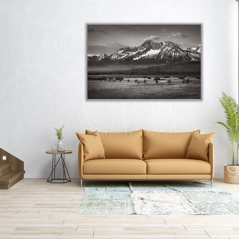 «Stanley Basin Black and White», reproduction d'art sur toile, H 12 po x l 18 po