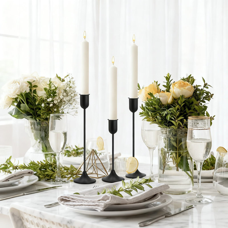 6-Piece Taper Candle Holders Set, Vintage Modern Metal Candlestick Holders For Wedding Centerpieces, Home Decor, And Holiday Displays