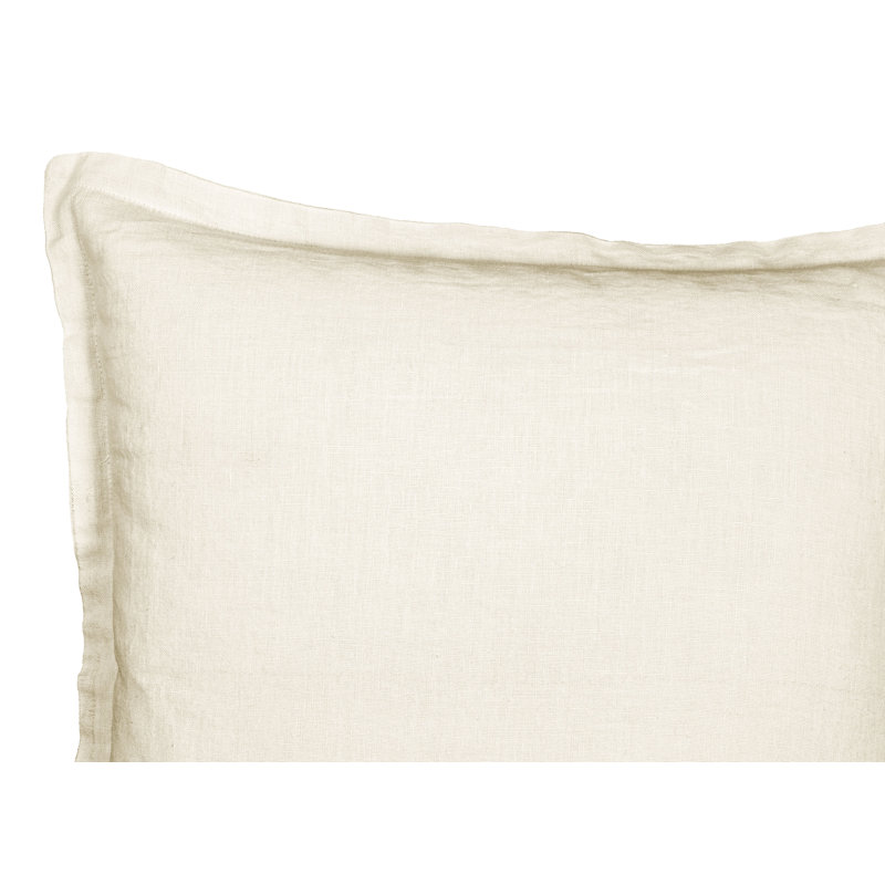 Coussin décoratif en lin délavé avec bride  20 po x 20 po, Crème Cannoli