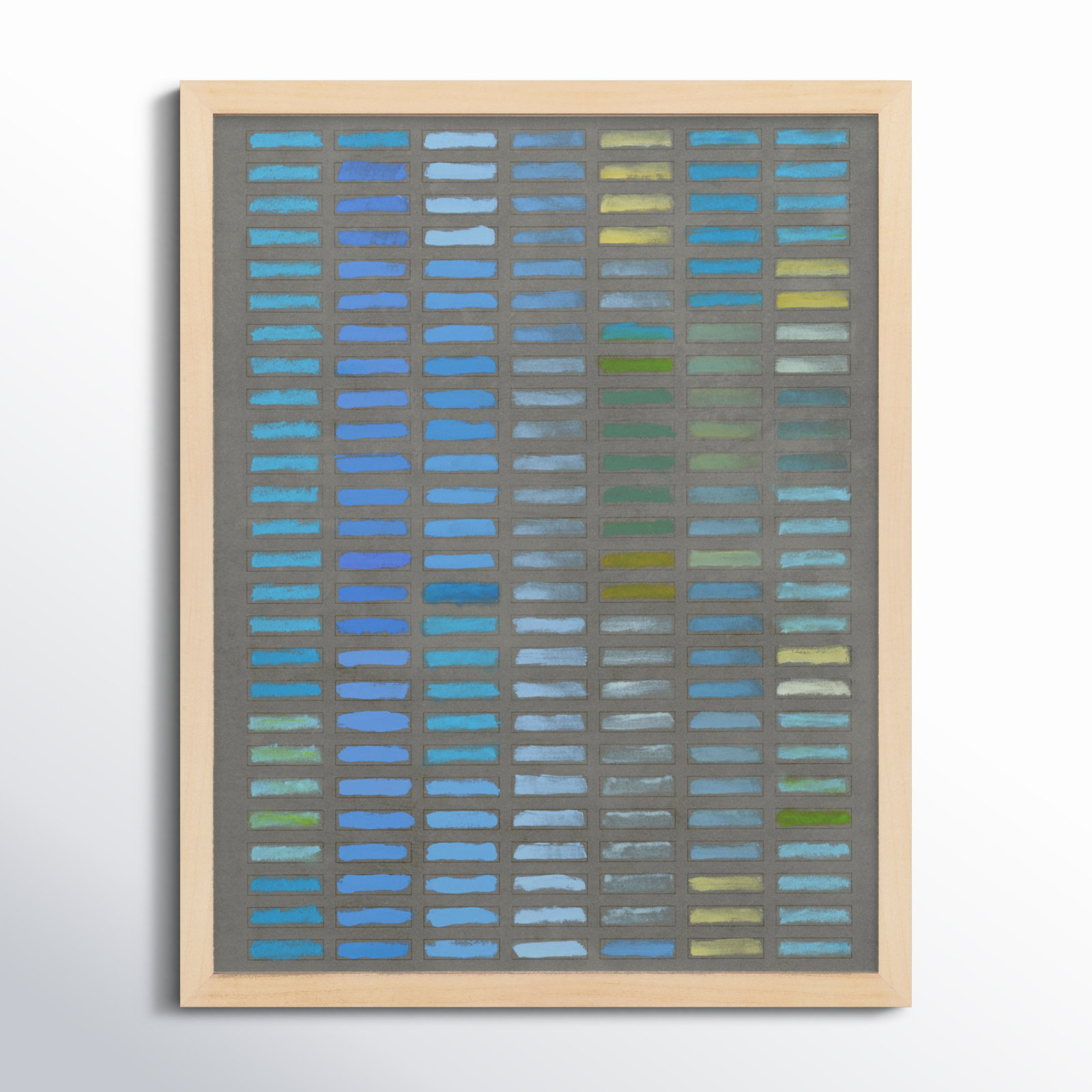 Beyond the Blues Painting by Jacques Pilon, 38" H x 30" W x 1.25" D, Maple Framed