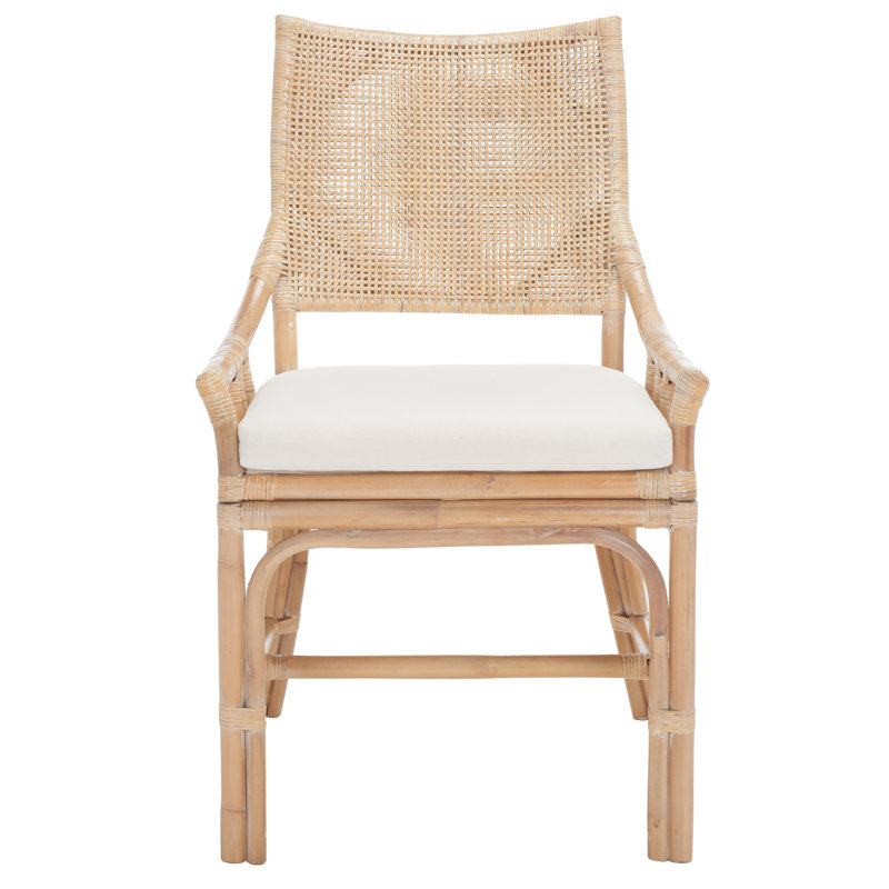 Atay 22" Wide Armchair, Natural White Wash / White 100% Cotton