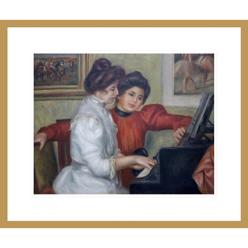 «Yvonne and Christine Lerolle at the piano» par Pierre-Auguste Renoir, impression giclée encadrée, H 17,75 po x l 21,13 po