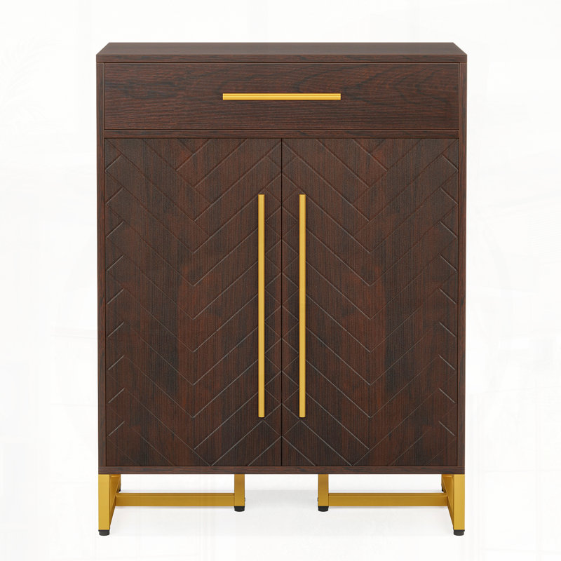 Range-chaussures en bois avec portes et rangement à 6 niveaux