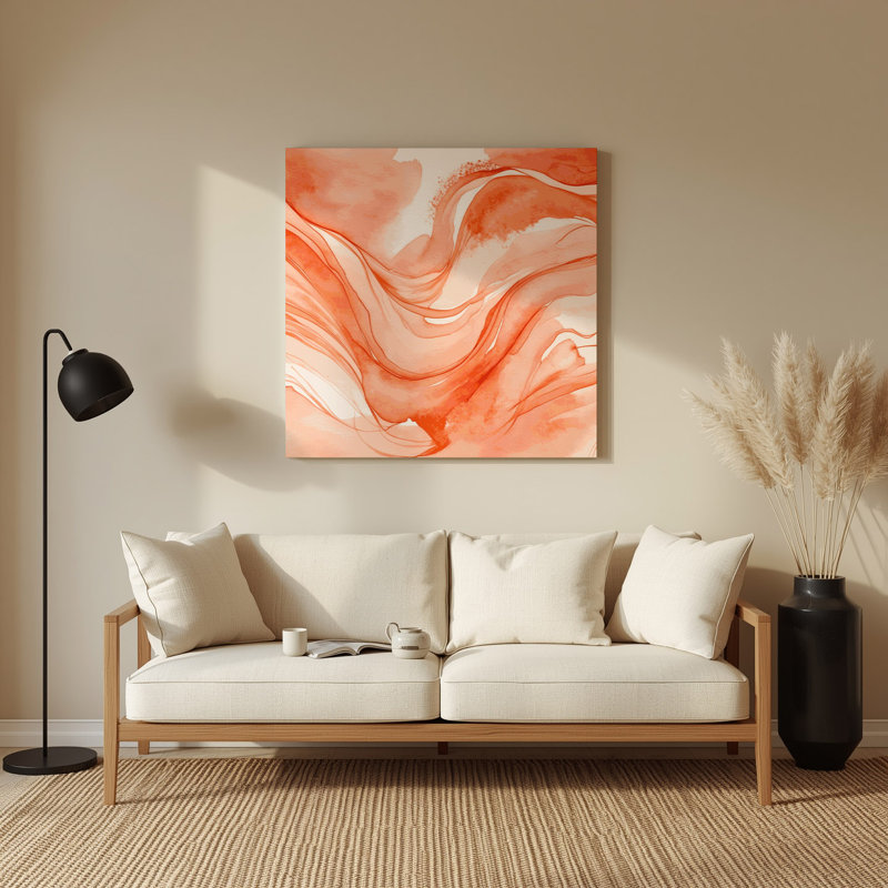Aquarelle abstraite, art mural en métal beige 6, H 12 po x l 12 po