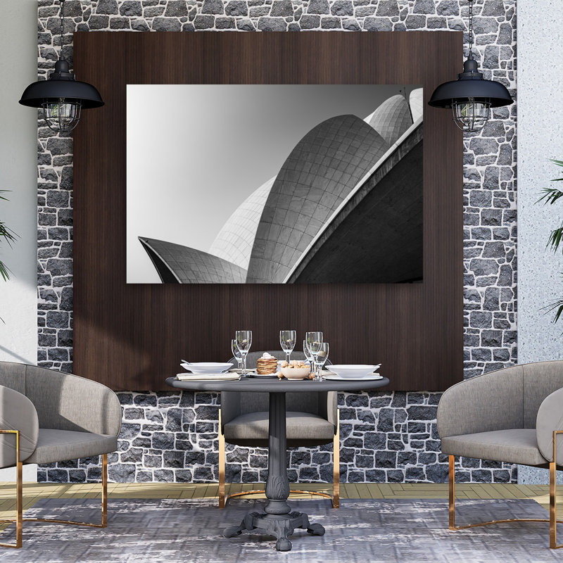 Architectural Curves Abstract Contemporary Elegant Architecture Wall Art Print 1 Piece Wrapped Canvas Wall Art
