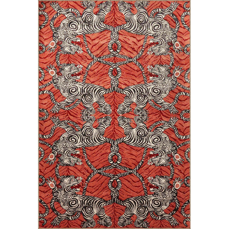 Tapis orange lavable à motif tigré orange, Sous-tapis rectangulaire 3 pi 11 po x 5 pi 11 po i