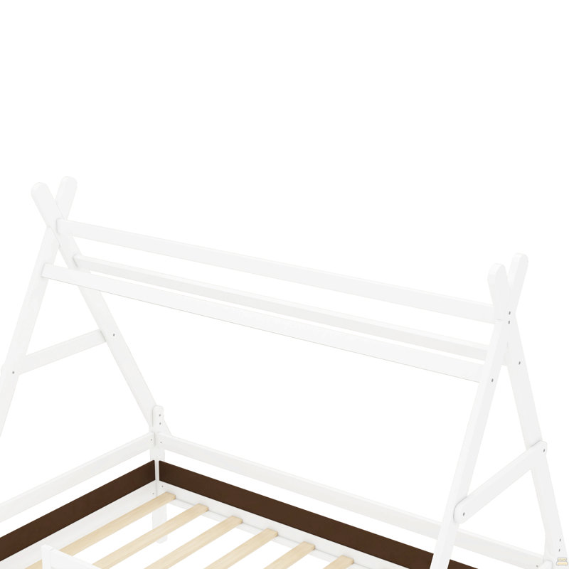 Lit plateforme simple avec escalier, lit simple en bois massif, Lit simple, Blanc