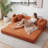 Boneless 5-in-1 Convertible Corduroy Sofa Bed – 80.7" Folding Loveseat Couch-115979453