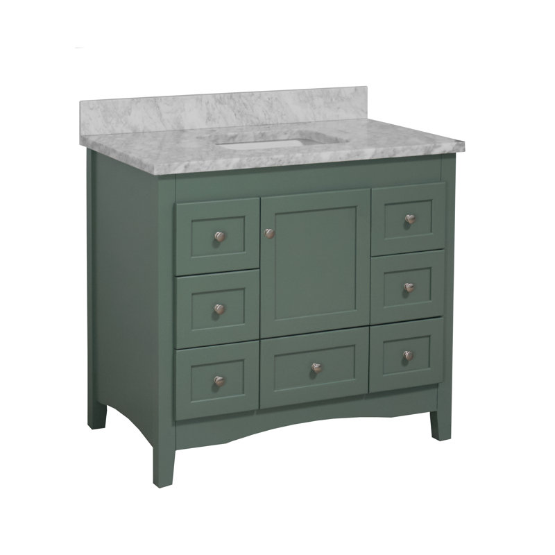 Ensemble de meuble-lavabo simple 42 po Edber, Marbre de Carrare, Vert sauge