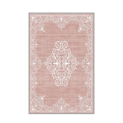 Elkmont Oriental Machine Made Flatweave Polyester Area Rug in Pink/White -  East Urban Home, 466C4FBF8EE84F63AA410F0DAF330B5F