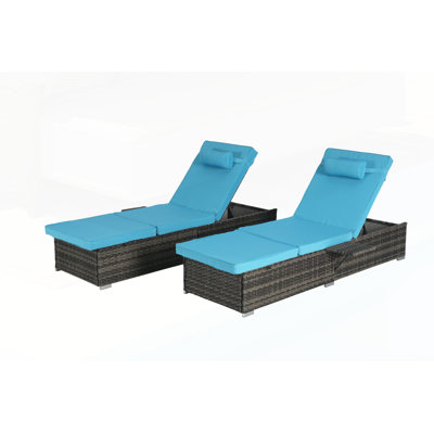 Outdoor Chaise Lounge Chair Set Of 2 With Adjustable Backrest, Table, And Cushions For Patio, Pool, And Garden Relaxation