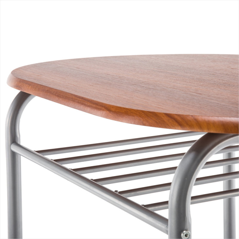 Table de petit-déjeuner classique en MDF brun et métal avec 2 chaises, design gain de place pour les petites cuisines et les coins repas