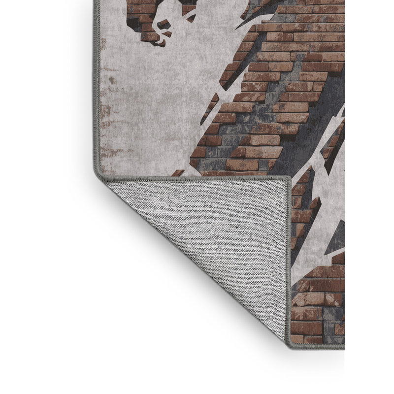 Tapis industriel gris brique lavable à la machine Elida Ymir, 6 X 9