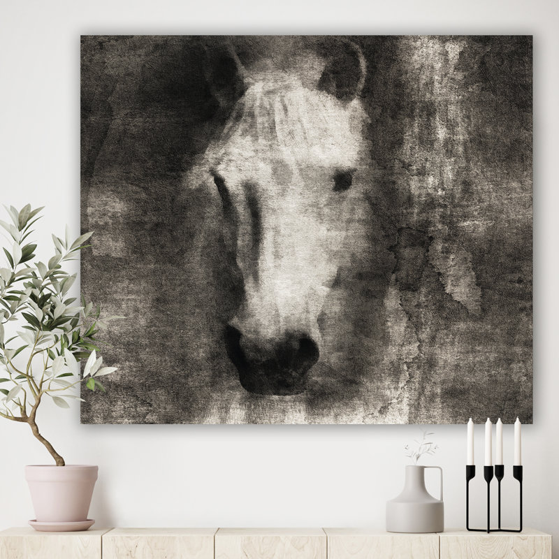 Farmhouse Horse II - reproduction d'art sur toile, H 46 po x l 46 po x P 1,5 po, Toile tendue