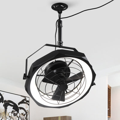 20.5" Black Plug-In LED Wall Mounted Fan With Remote, 6 Speeds, Reversible, 3 Colors Light, Dimmable, Noiseless, 360° Adjustable Tilt, For Indoor/Covered Outdoor