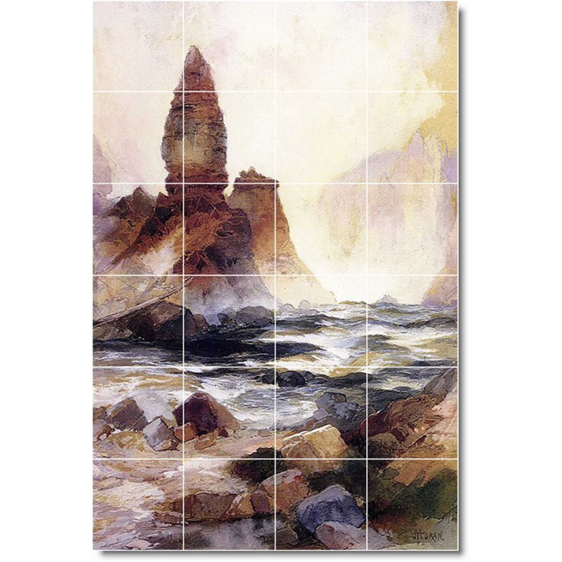 Carreau de peinture murale 32 po x 48 po 8 po x 8 po, Chute d'eau 06418