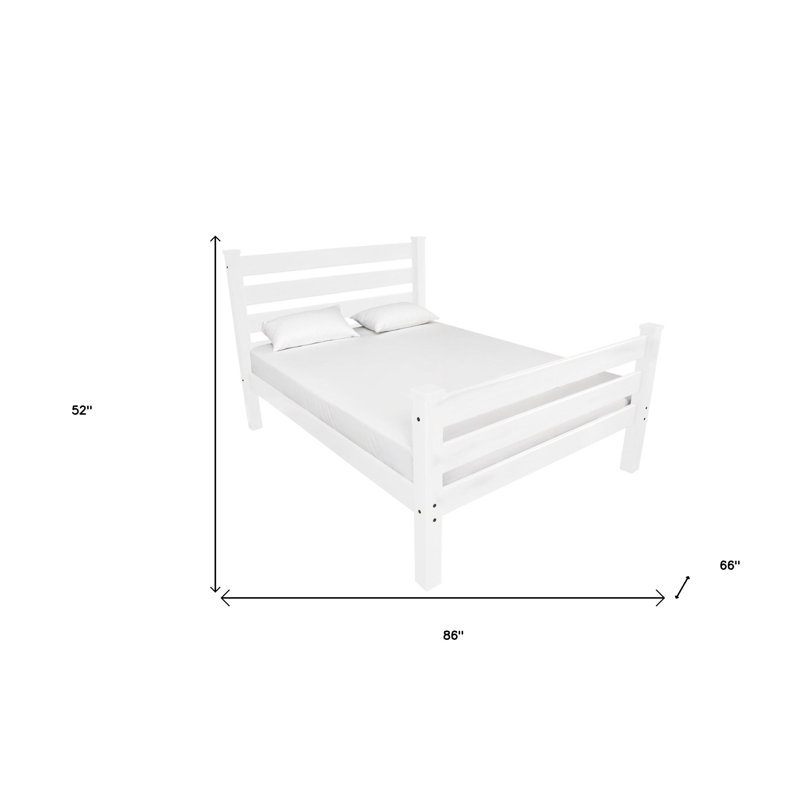 White Solid Wood Queen Bed Frame