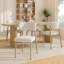 47cm H Boucle Upholstered Metal Wing Back Side Chair in Beige