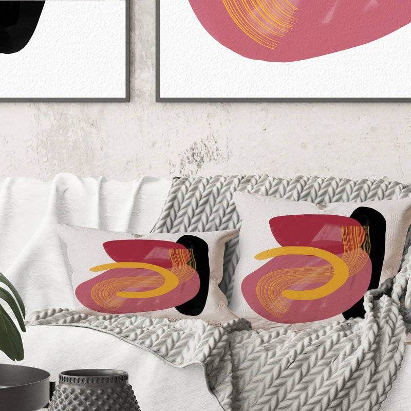 Colorful Minimal Shapes I - Coussin décoratif à imprimé moderne, 18 po x 18 po