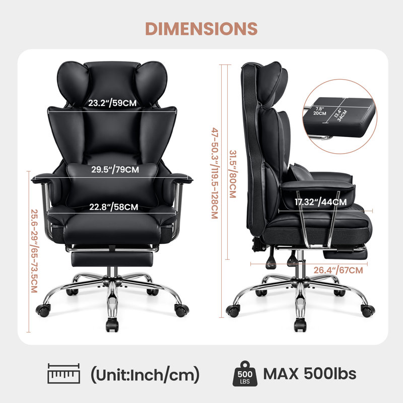 Faux Leather Executive Computer Chair, Black