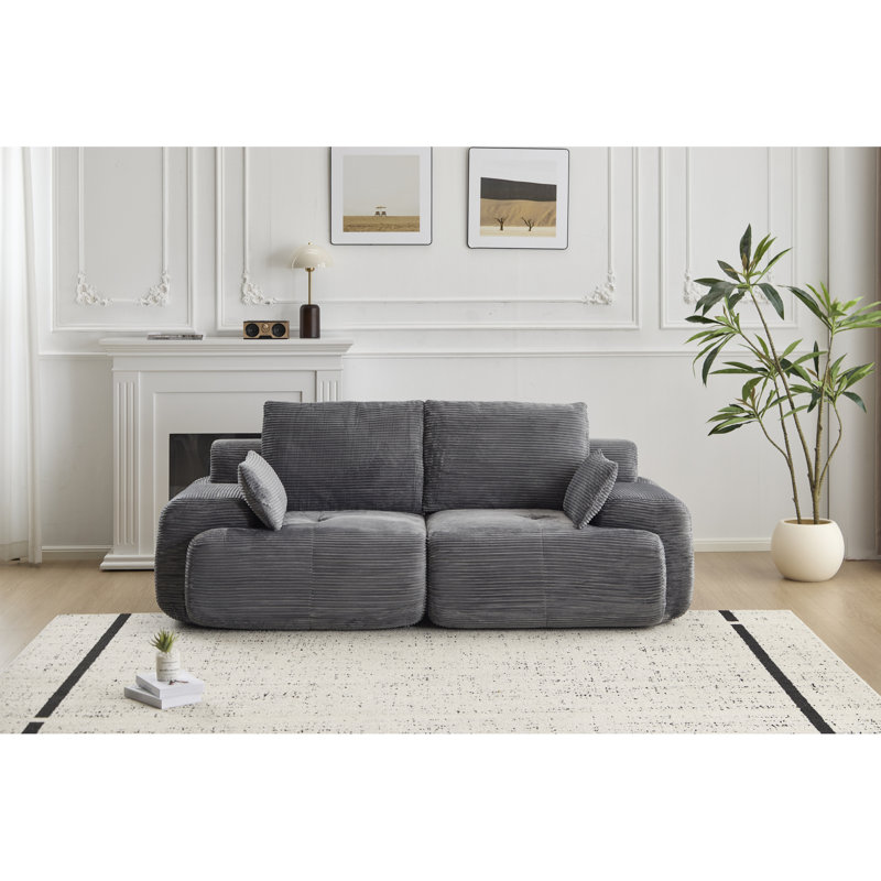 Gris 2 places pour animaux de compagnie compressés - Velours côtelé en mousse à mémoire de forme, très profond pour les espaces de vie, sans assemblage, rembourrage à haute résilience, siège de configuration personnalisable, velours côtelé, profond, gris, qualité