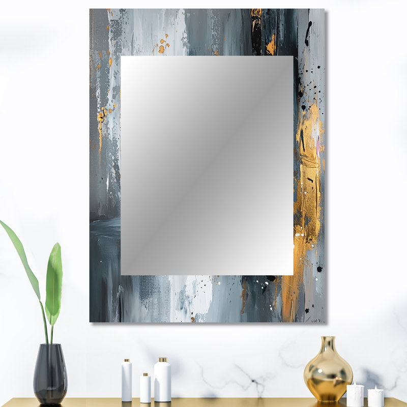 «Gold Cheetahs Quick Call Accents with Grey I», miroir mural doré unique, art imprimé en métal, 40 po x 30 po