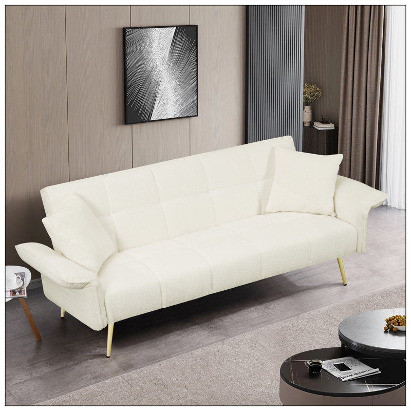 Canapé-lit futon de 70,1 po, canapé-lit double convertible avec accoudoirs rabattables pour les salons et les petits espaces