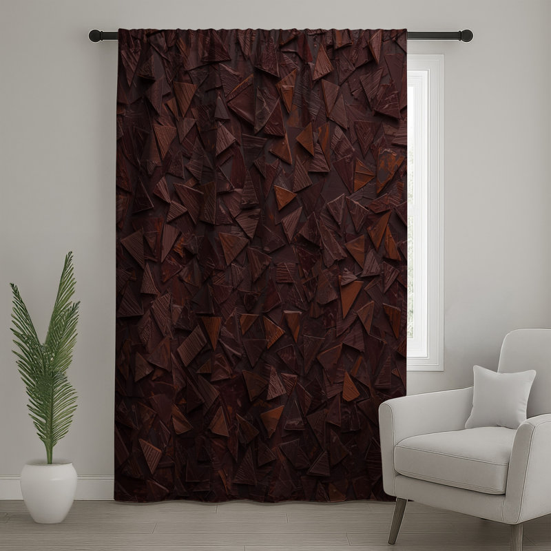 Rideaux de mosaïque bruns triangulaires, voilages et voilages bloquants - 1 panneau, 50 po x 92 po - 1 panneau, Transparent
