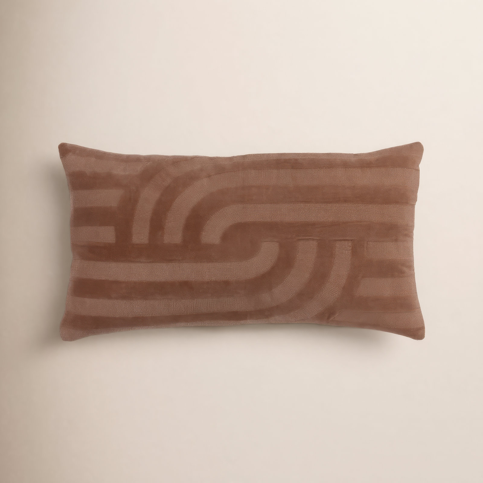 Terrah 26" x 14" Embroidered Throw Pillow, Camel