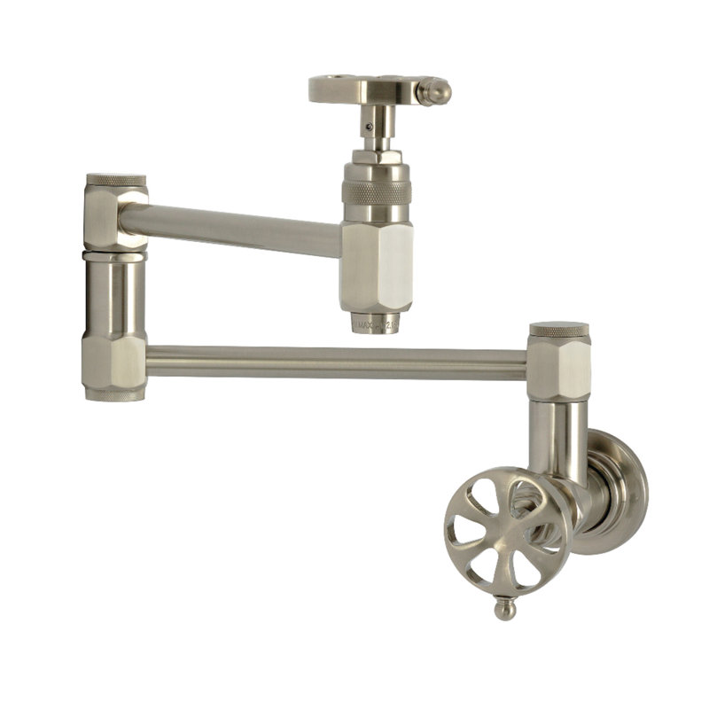Kingston Belknap Wall Mount Pot Filler Faucet, Brushed Nickel
