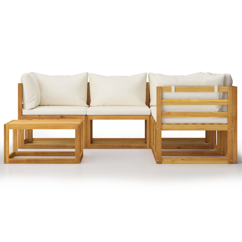 Ensemble de salon de jardin modulaire en bois d'acacia massif crème, Crème