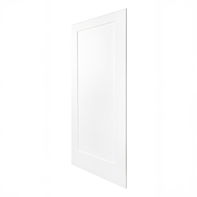 Panneau de porte à 1 panneau en bois massif lisse blanc apprêté