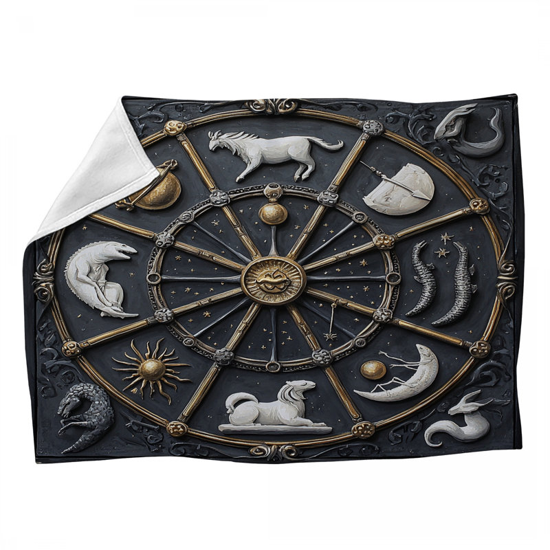 Jeté en molleton astrologique Symbols - jetés mythiques pour canapés ou lits, L 80 po x l 60 po