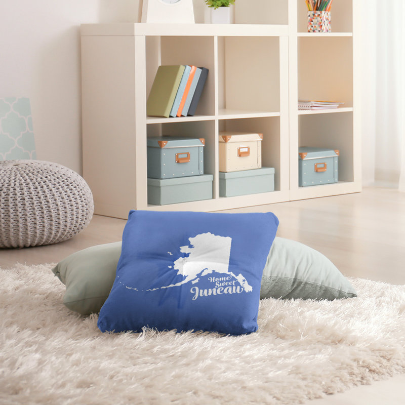 Reversible Throw Pillow, 30" H x 30" W, Blue, Juneau/Alaska