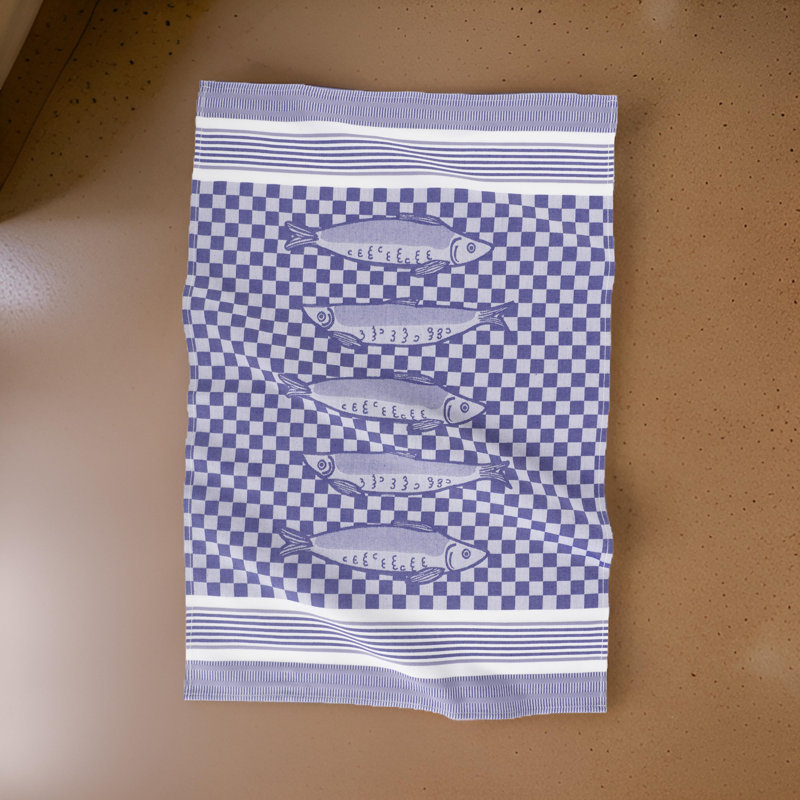 Middlebury Set Of 2 Jacquard Kitchen Towels, 19" X 30" - Sardines