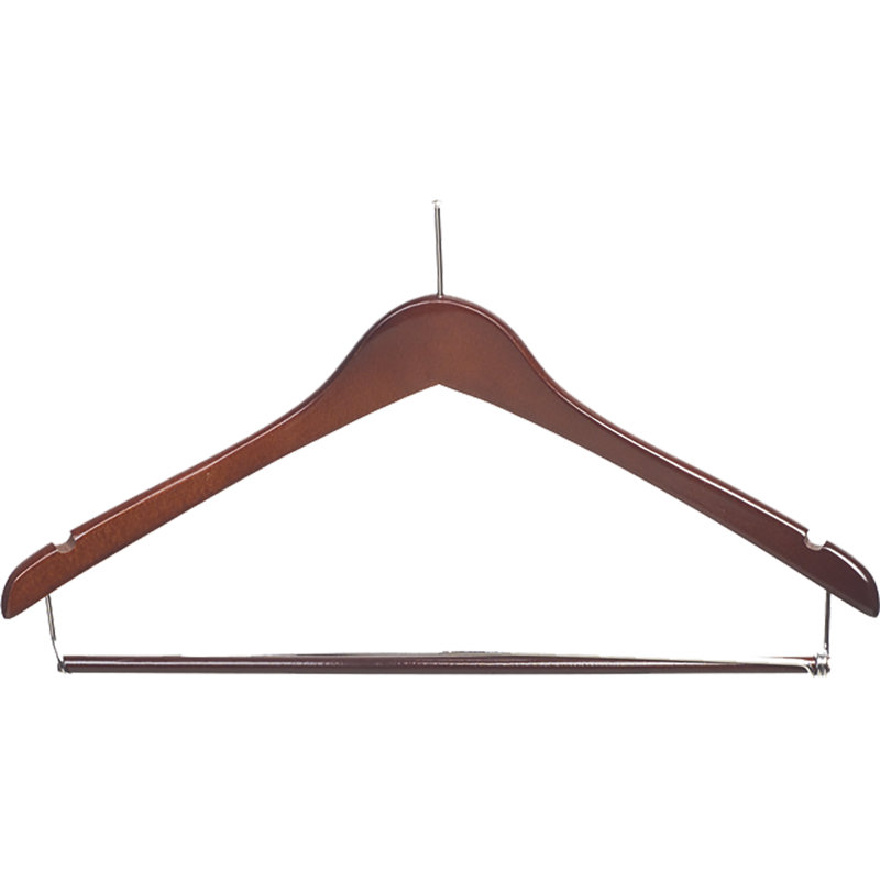 Porte-costumes en bois anti-vol, Noyer avec barre, 100