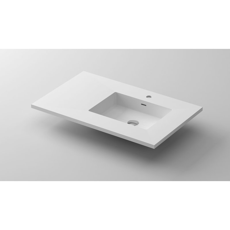 Plateau de meuble-lavabo simple 36 po Right, Blanc mat
