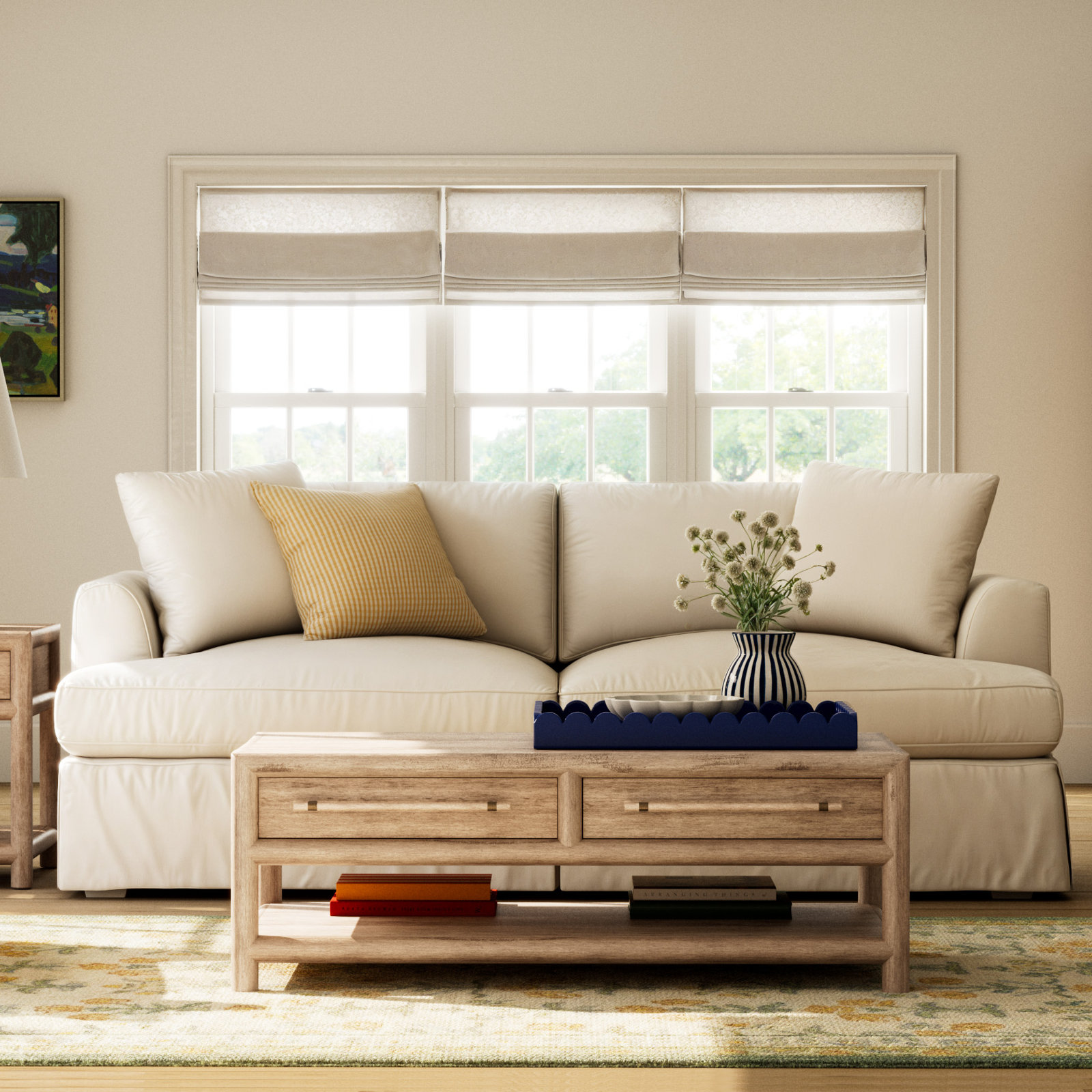 Lucia 92.5'' Upholstered Sofa, Bayou Flame Canvas
