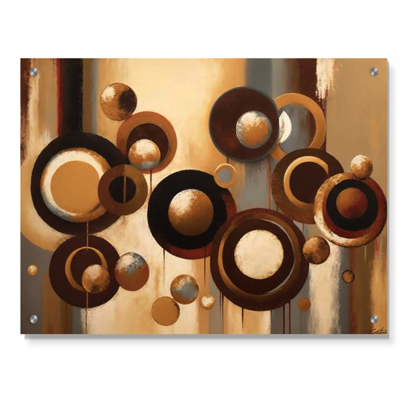 Aged Barrel Universes V - Art mural abstrait en acrylique, H 12 po x l 20 po