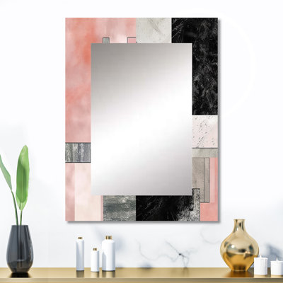 Marbre granit agate avec touches dorées XIII - miroir mural décoratif géométrique, grand miroir moderne, art imprimé en métal